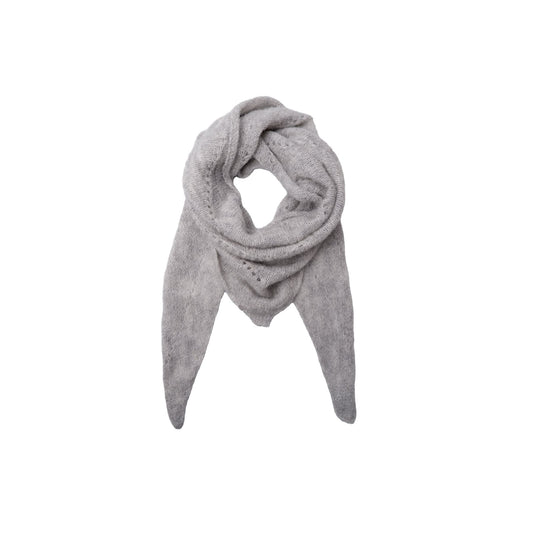Dell Knitted Mini Scarf | Light Grey Scarves Black Colour 