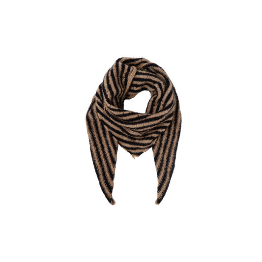 Dell Knitted Mini Stripe Scarf | Black Scarves Black Colour 