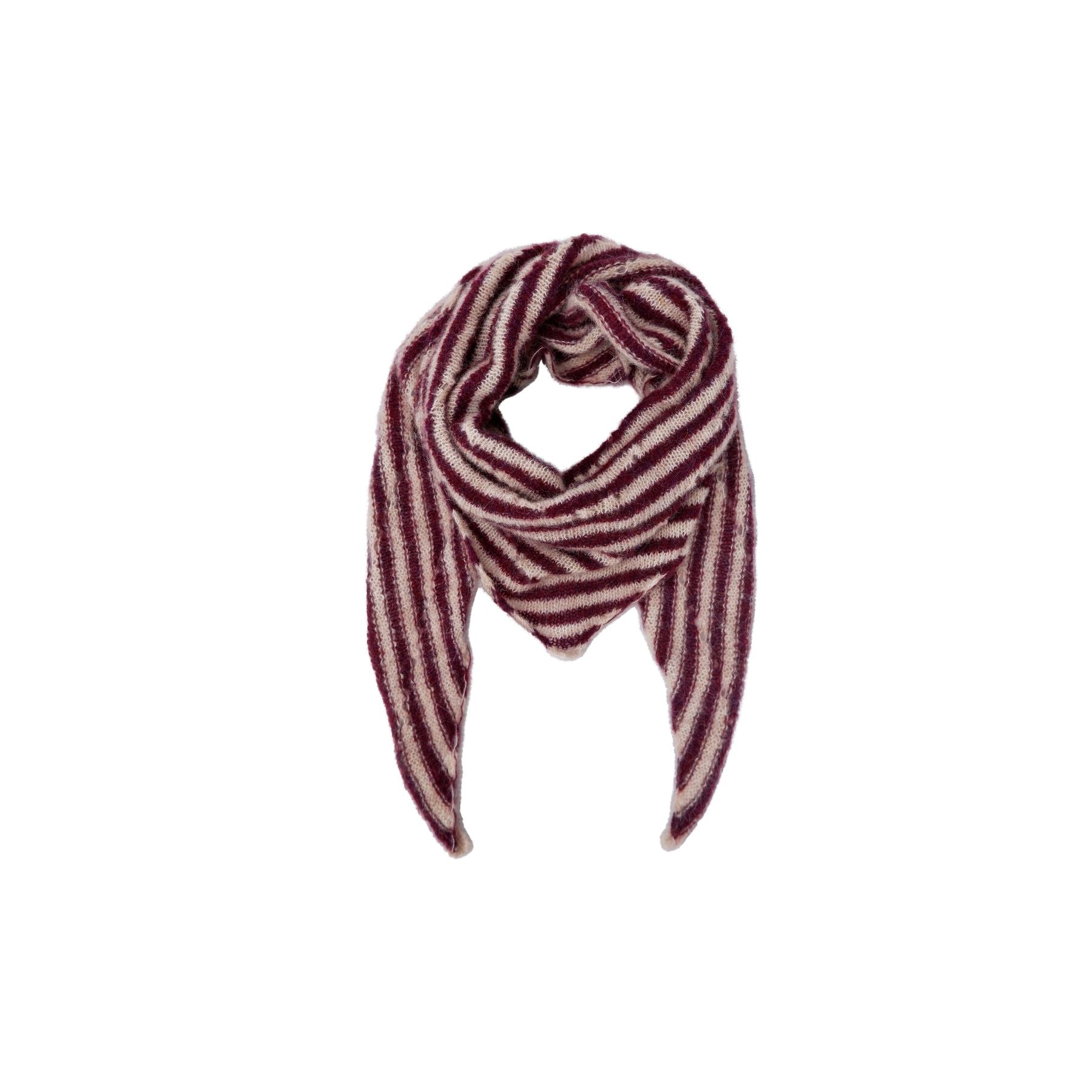Dell Knitted Mini Stripe Scarf | Plum Scarves Black Colour 