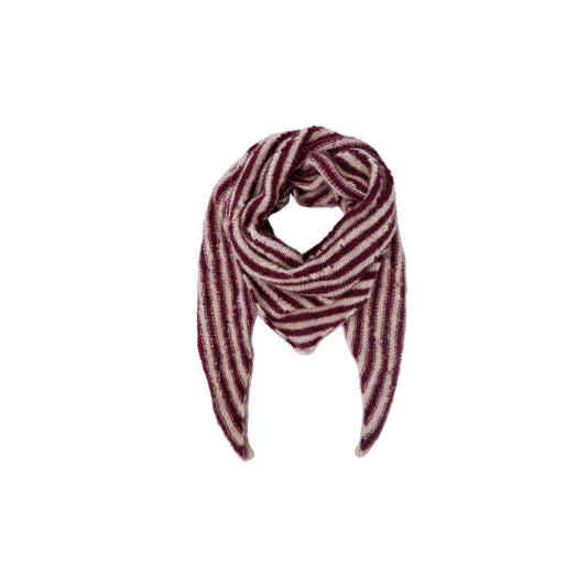 Dell Knitted Mini Stripe Scarf | Plum Scarves Black Colour 