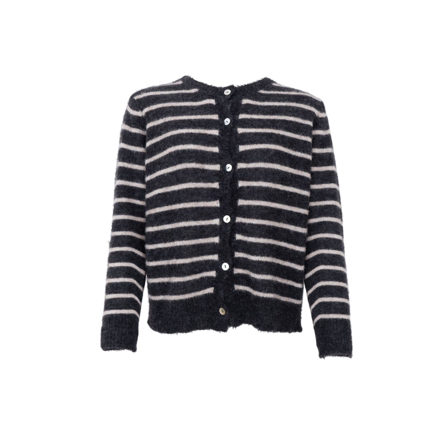 Dell Stripe Cardigan | Dark Grey Cardigan Black Colour 