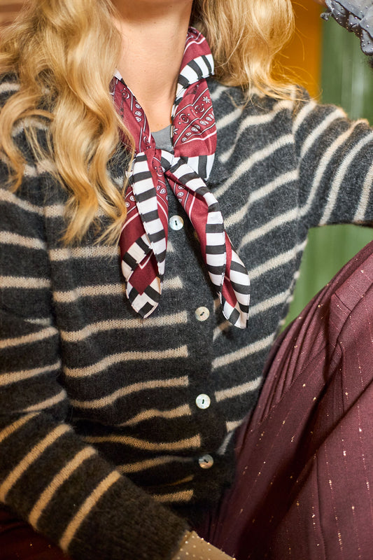 Dell Stripe Cardigan | Dark Grey Cardigan Black Colour 