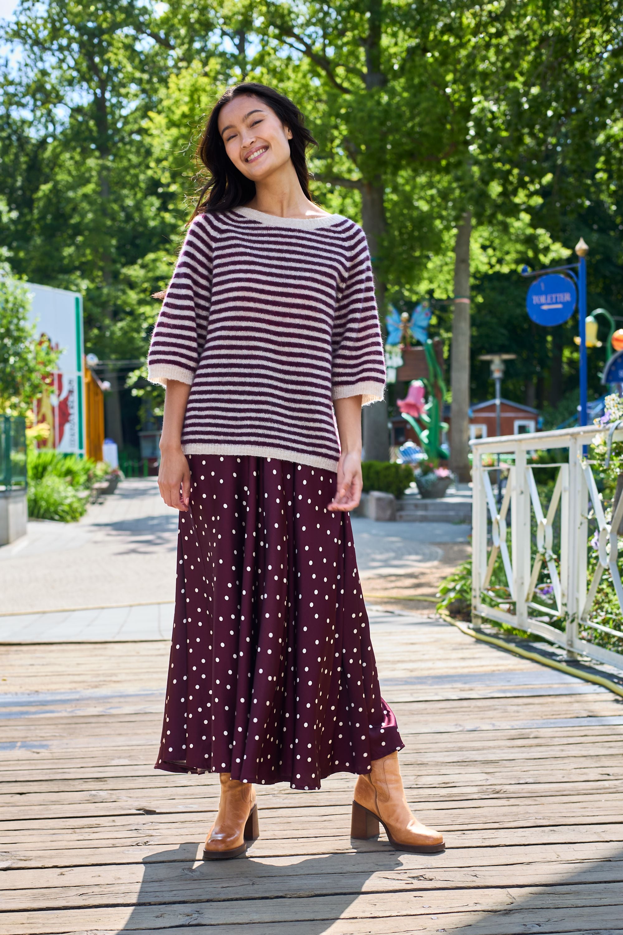 Dell Striped Jumper | Plum Jumper Black Colour 