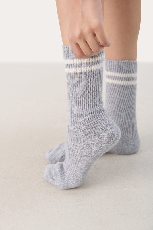Dorin Socks | Grey Melange Stripe Socks Part Two 
