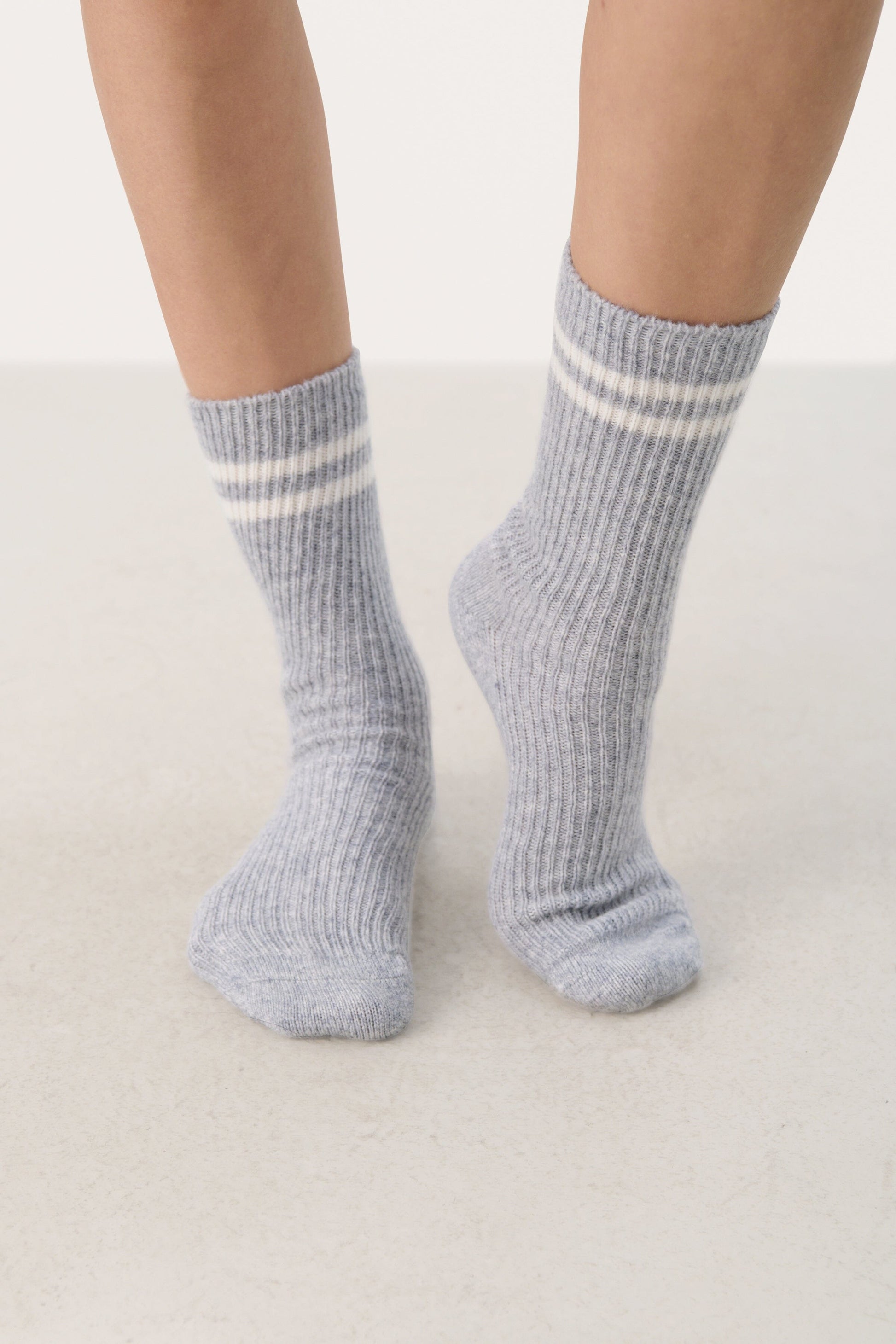 Dorin Socks | Grey Melange Stripe Socks Part Two 