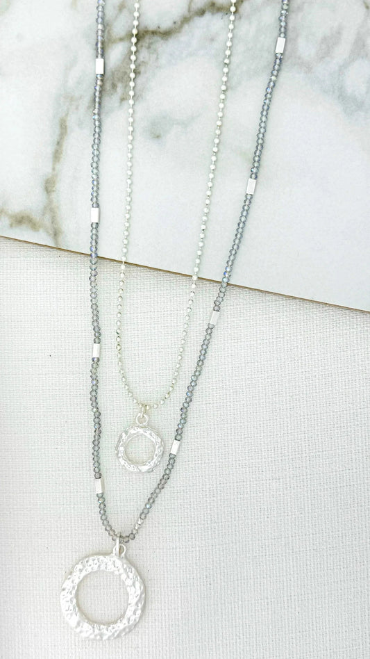 Double Long Circle Necklace | Silver Necklaces Envy 