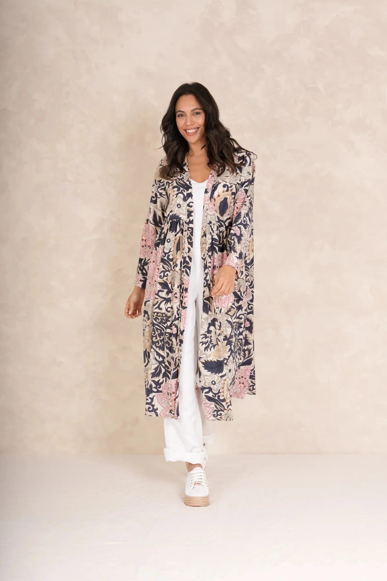 Duster Jacket | Block | Taupe Casual Kimonos One Hundred Stars 