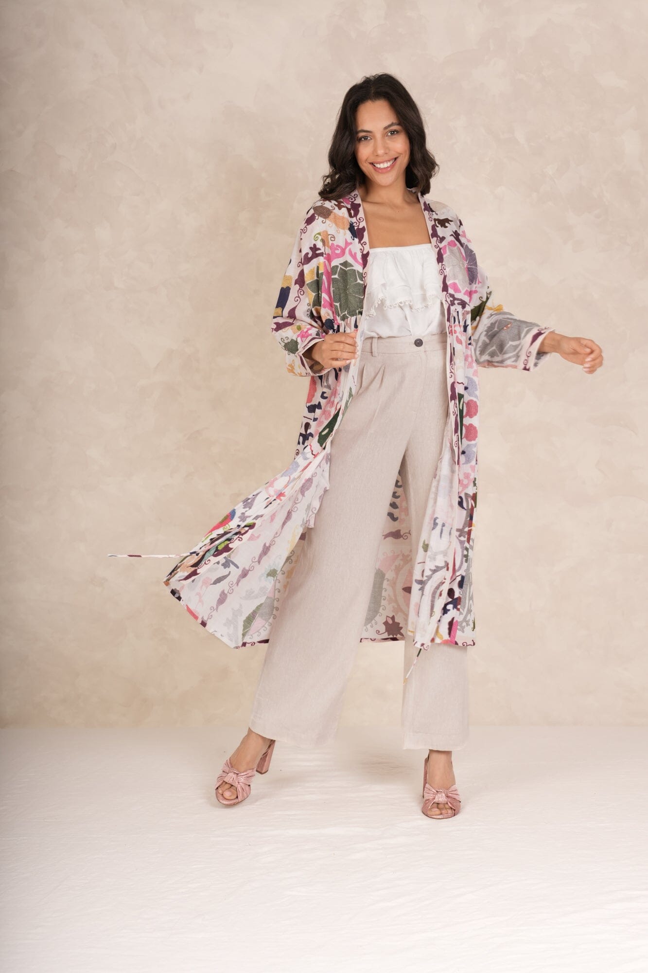 Duster Jacket | Susani Pink Casual Kimonos One Hundred Stars 