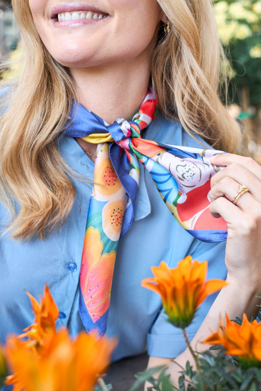 Eden Mini Scarf | Multi Blue Scarves Black Colour 