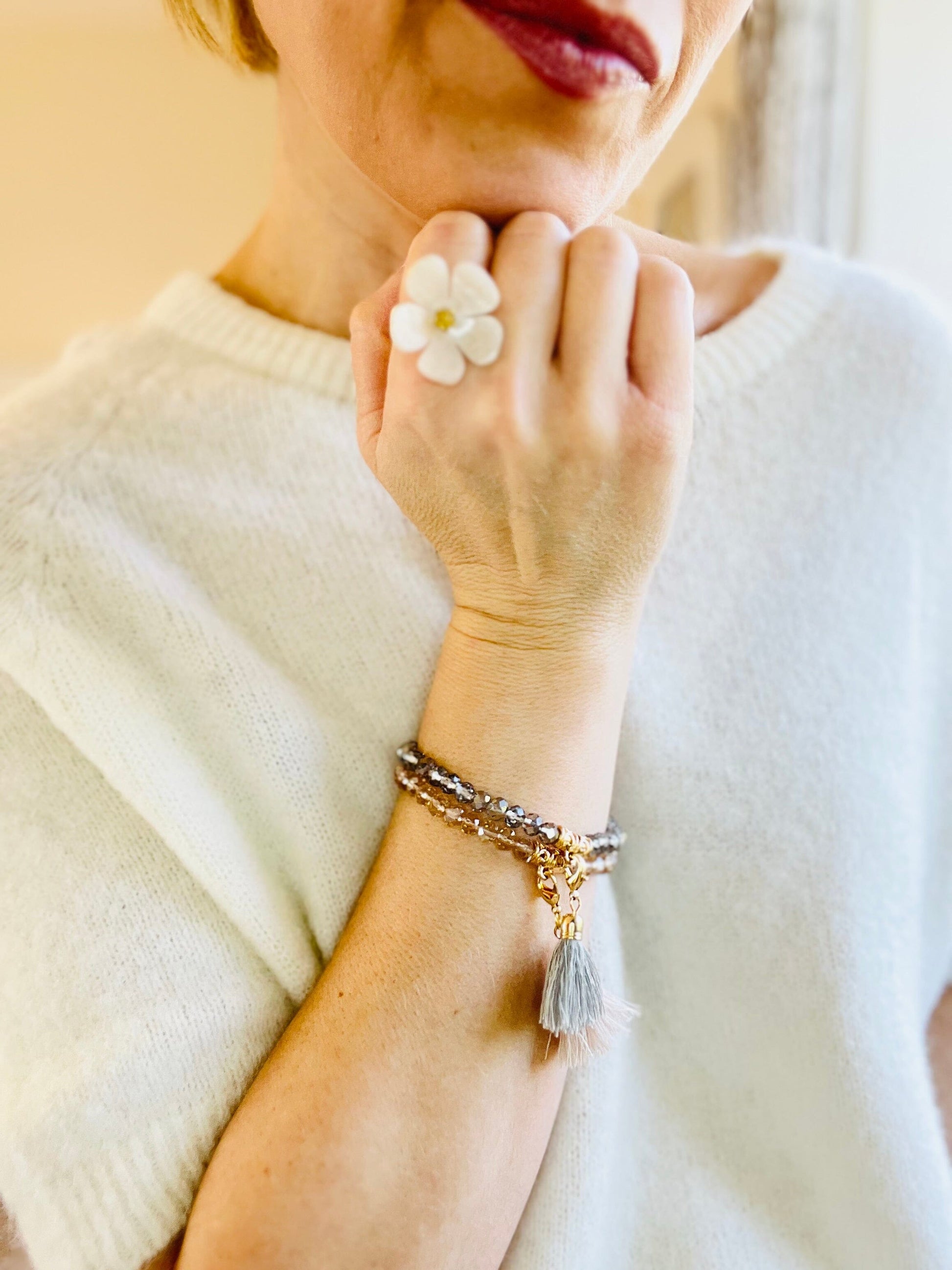 Ella Crystal Tassle Bracelet | Multi Colours Bracelet French Edit 