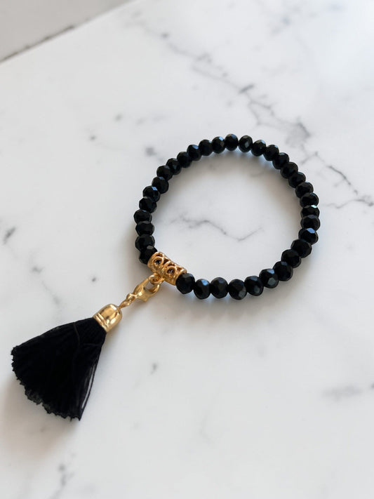 Ella Crystal Tassle Bracelet | Multi Colours Bracelet French Edit Black 