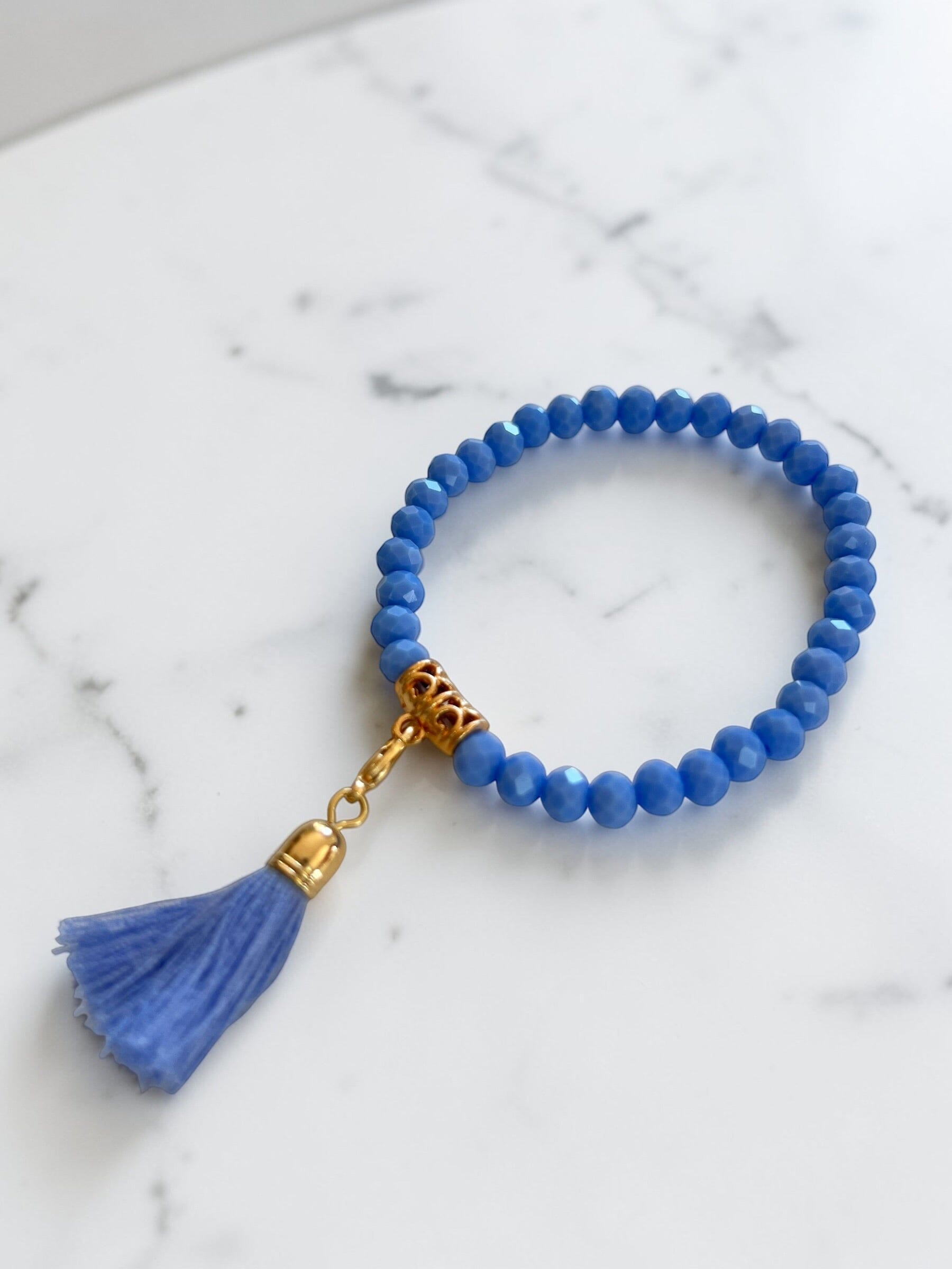 Ella Crystal Tassle Bracelet | Multi Colours Bracelet French Edit Cornflower Blue 