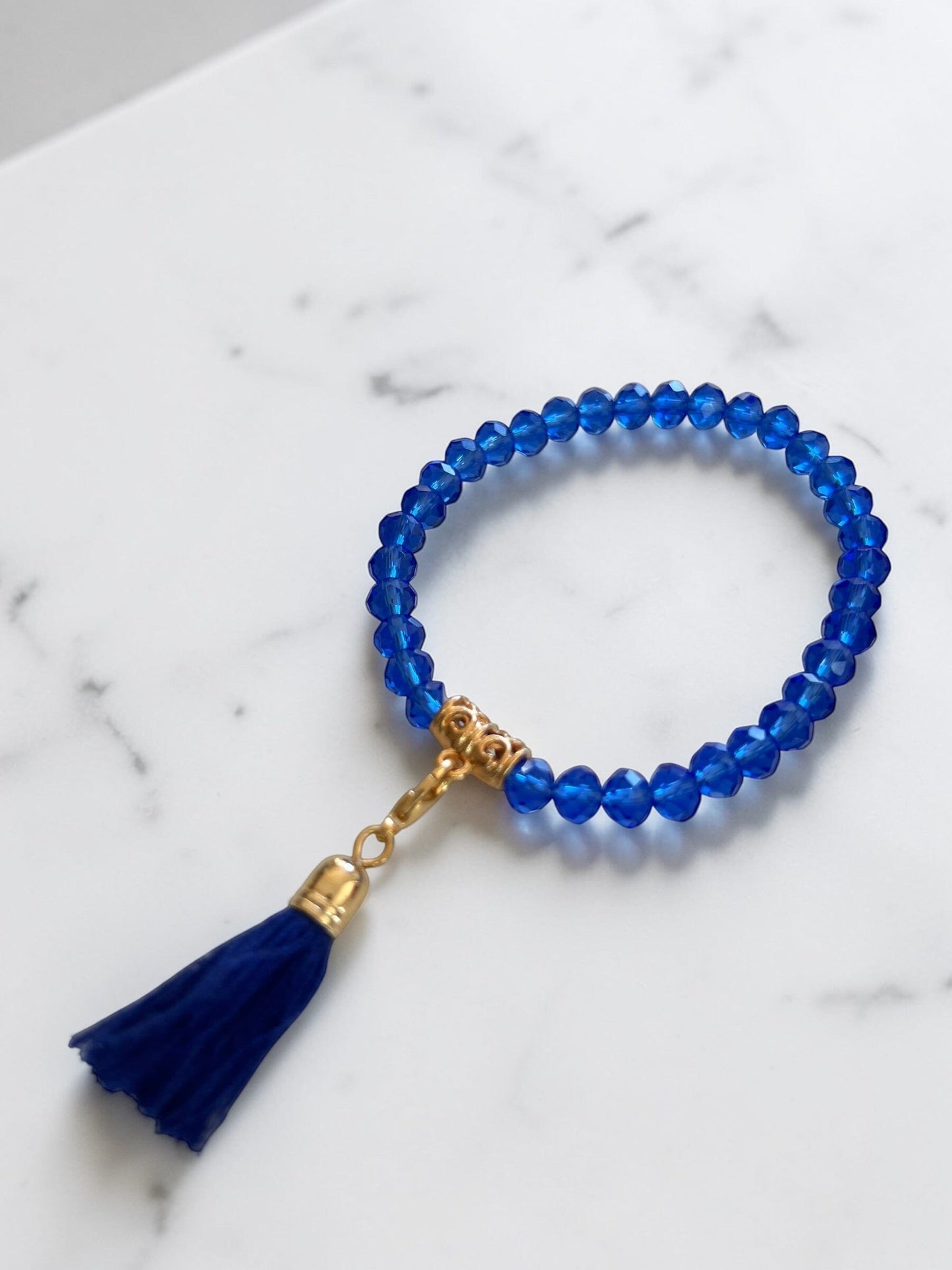 Ella Crystal Tassle Bracelet | Multi Colours Bracelet French Edit Royal Blue 