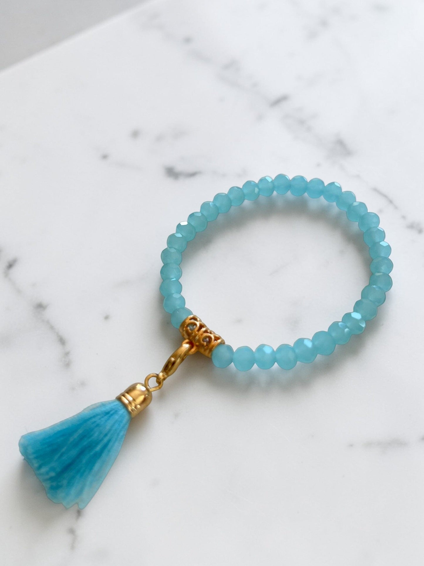 Ella Crystal Tassle Bracelet | Multi Colours Bracelet French Edit Turquoise 