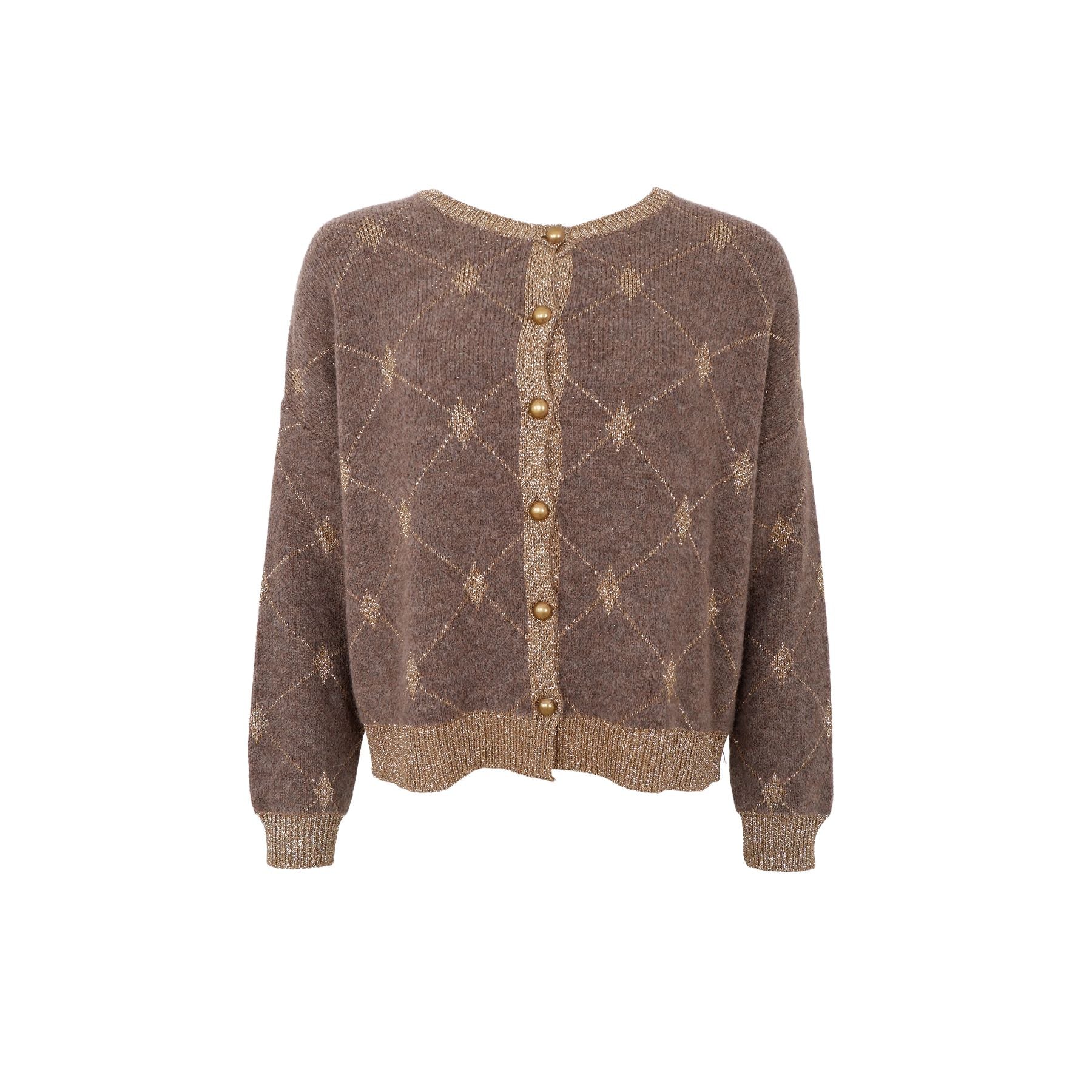 Elva Knit Cardigan | Taupe Cardigan Black Colour 
