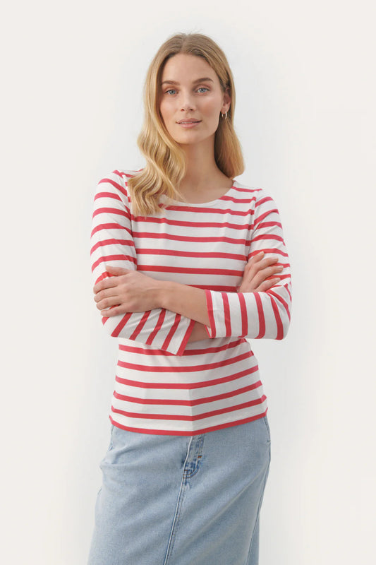 Emel Stripe Top | Claret Red Shirts & Tops Part Two 