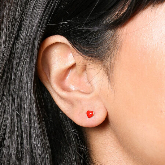 Enamel Heart Stud | Red Earrings Lisa Angel 