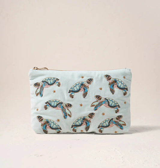 Everyday Pouch | Baby Turtle Conservation | Ice Blue Make up Bag Elizabeth Scarlett 