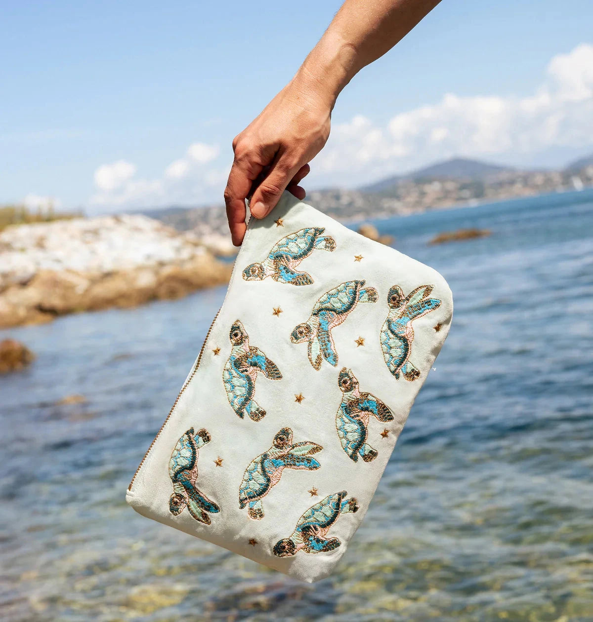 Everyday Pouch | Baby Turtle Conservation | Ice Blue Make up Bag Elizabeth Scarlett 