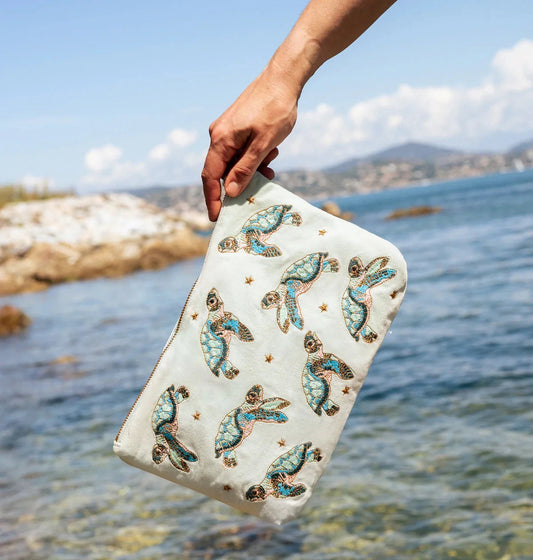 Everyday Pouch | Baby Turtle Conservation | Ice Blue Make up Bag Elizabeth Scarlett 