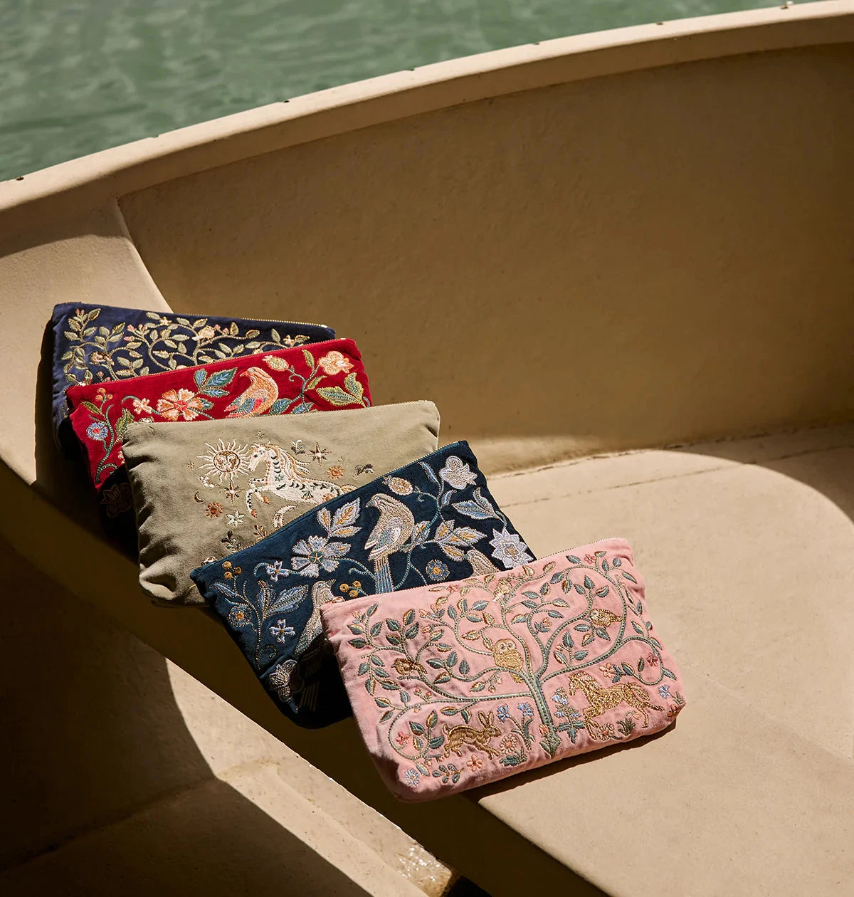 Everyday Pouch | Botanical Birds | Ink Blue Make up Bag Elizabeth Scarlett 