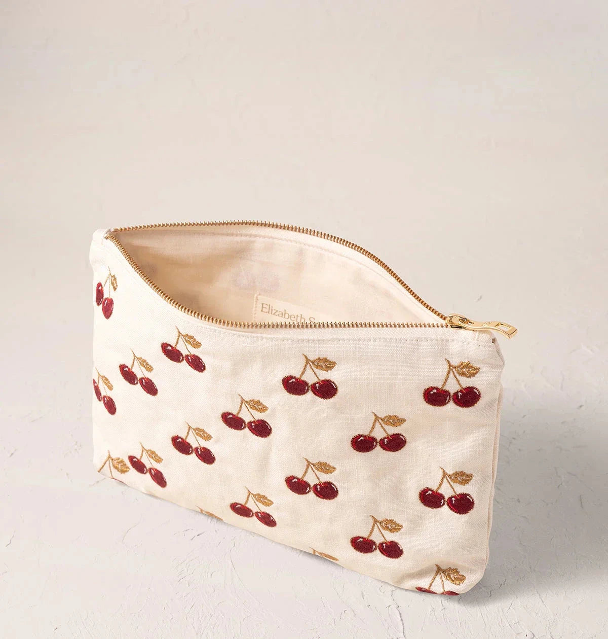 Everyday Pouch | Cherries | Cream Make up Bag Elizabeth Scarlett 