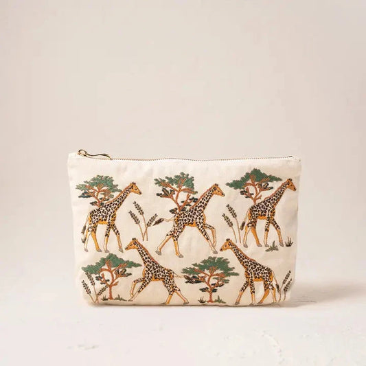 Everyday Pouch | Giraffe Herd | Cream Purse Elizabeth Scarlett 