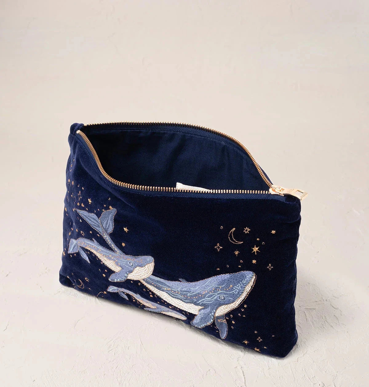 Everyday Pouch | Mystical Whale | Navy Velvet Make up Bag Elizabeth Scarlett 