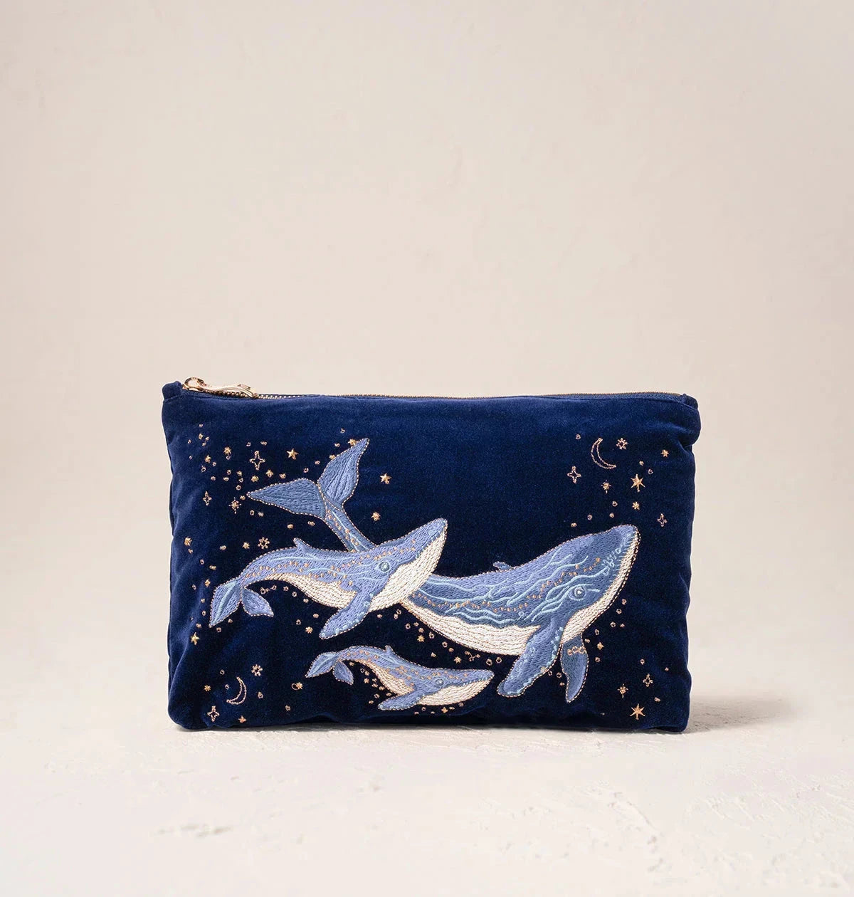 Everyday Pouch | Mystical Whale | Navy Velvet Make up Bag Elizabeth Scarlett 