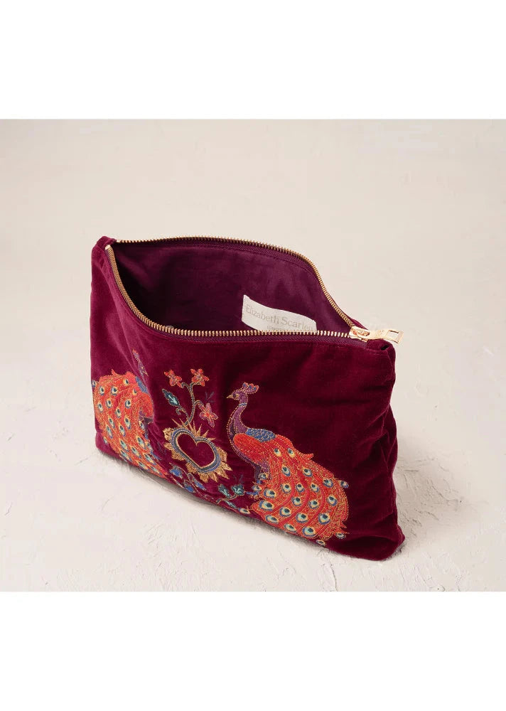 Everyday Pouch | Peacock Floral | Ruby Velvet Make up Bag Elizabeth Scarlett 