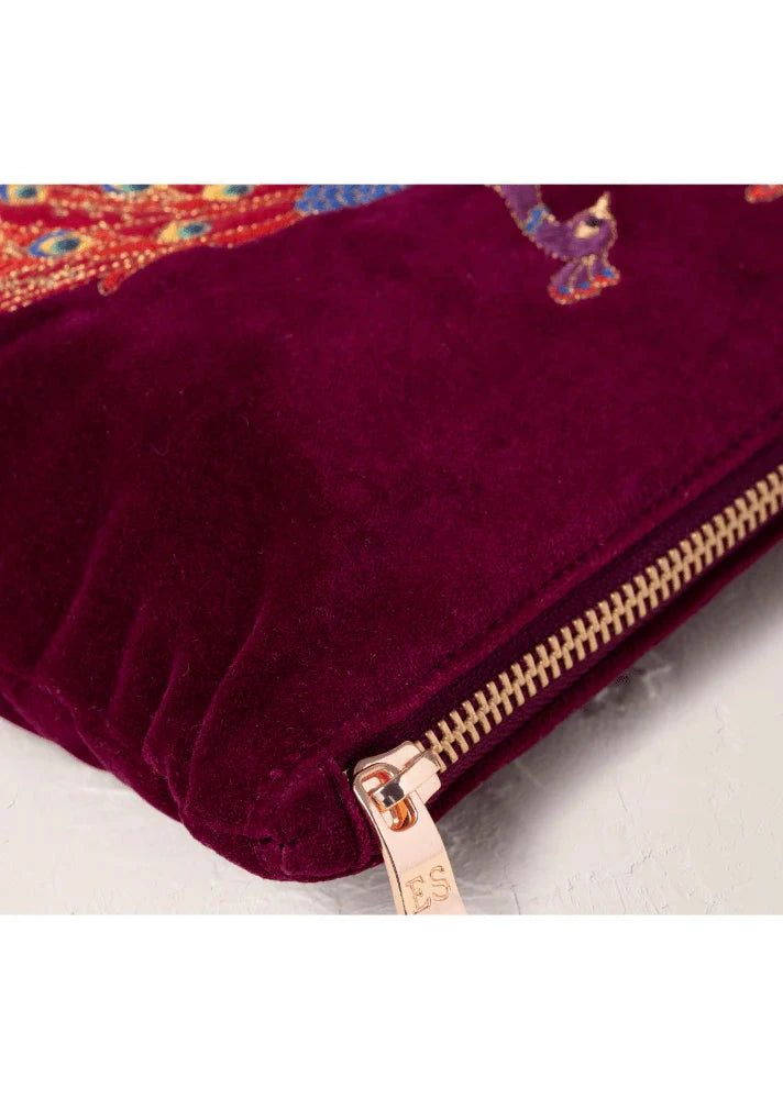 Everyday Pouch | Peacock Floral | Ruby Velvet Make up Bag Elizabeth Scarlett 