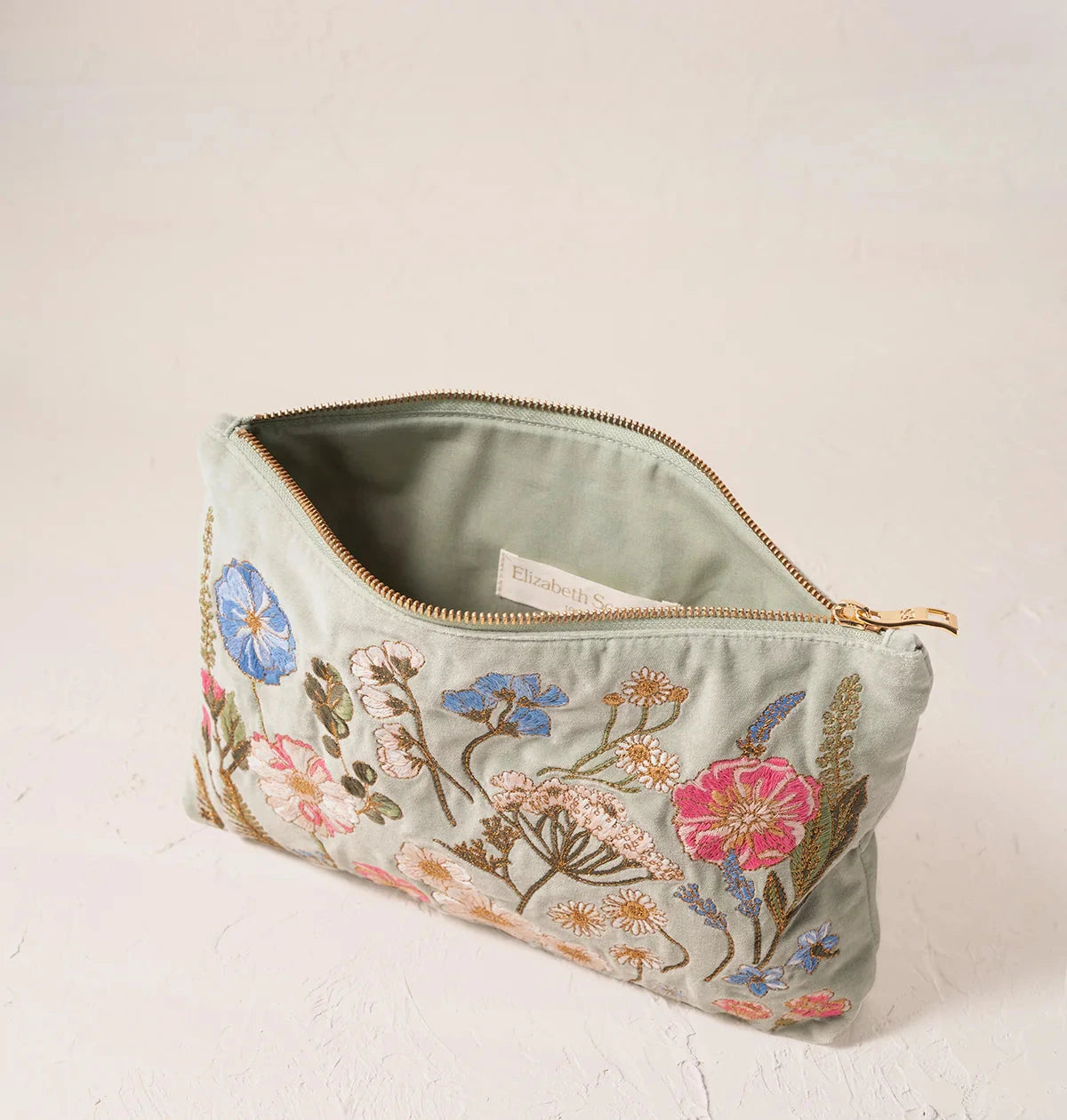 Everyday Pouch | Pressed Flowers | Sage Make up Bag Elizabeth Scarlett 
