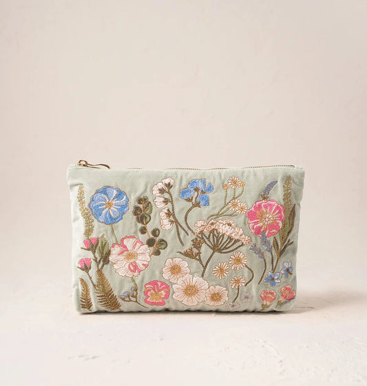 Everyday Pouch | Pressed Flowers | Sage Make up Bag Elizabeth Scarlett 