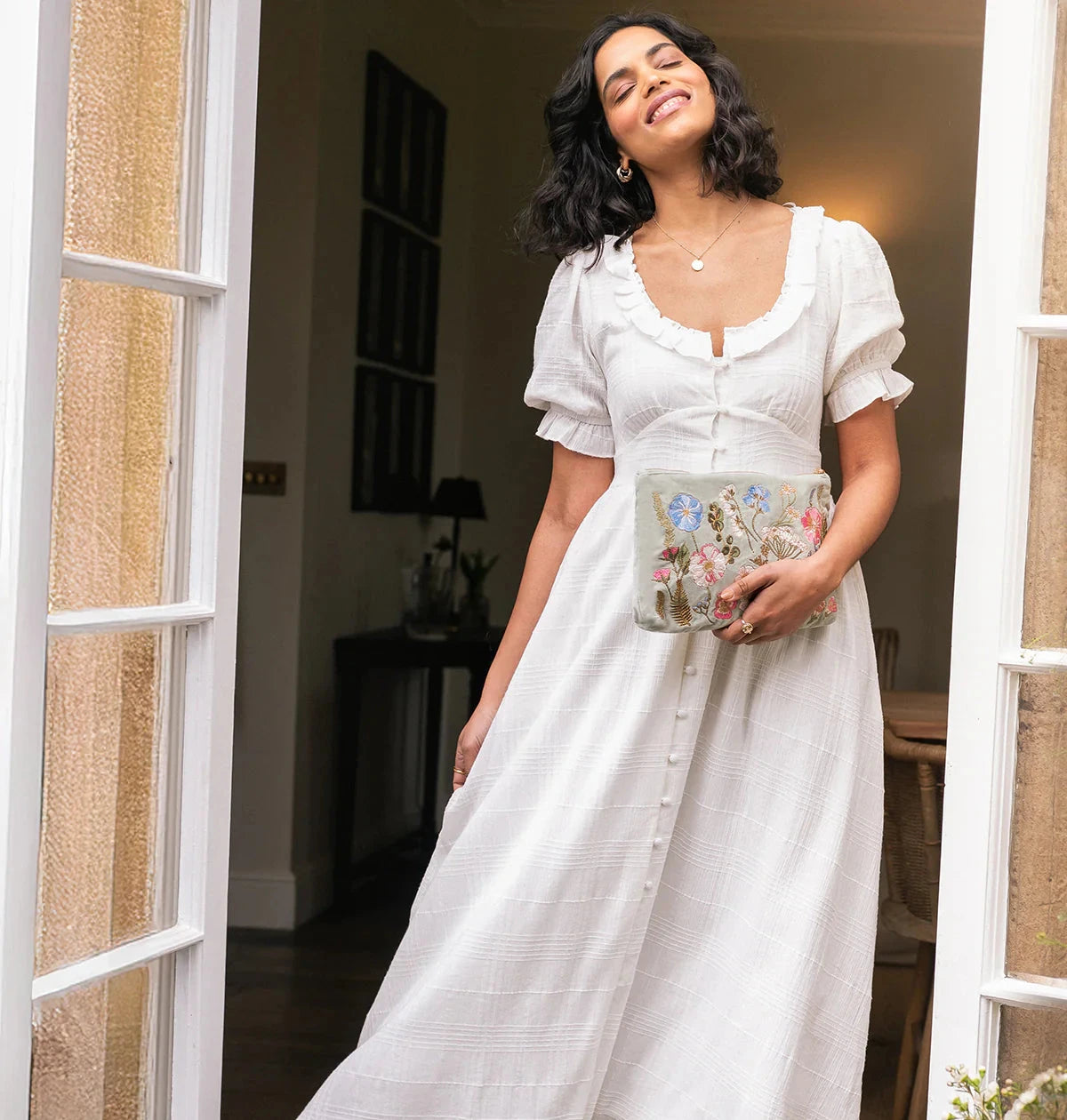 Everyday Pouch | Pressed Flowers | Sage Make up Bag Elizabeth Scarlett 