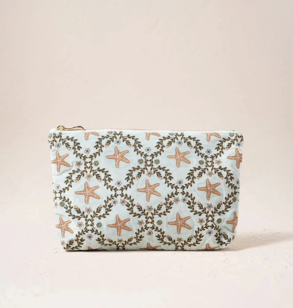 Everyday Pouch | Starfish Garden | Ice Blue Make up Bag Elizabeth Scarlett 