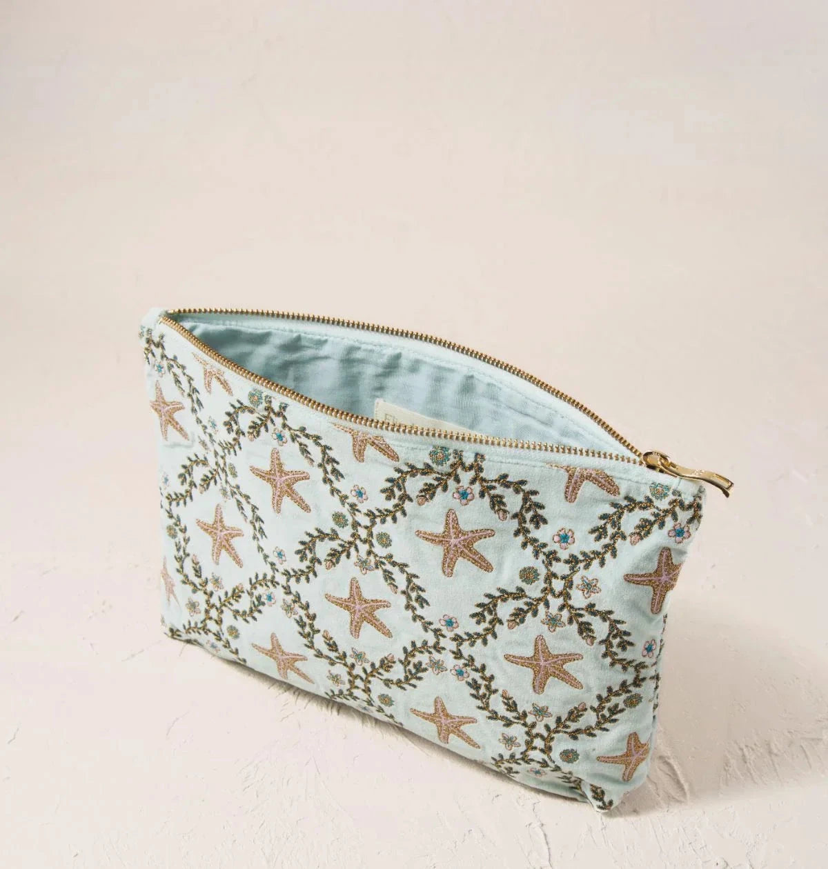Everyday Pouch | Starfish Garden | Ice Blue Make up Bag Elizabeth Scarlett 
