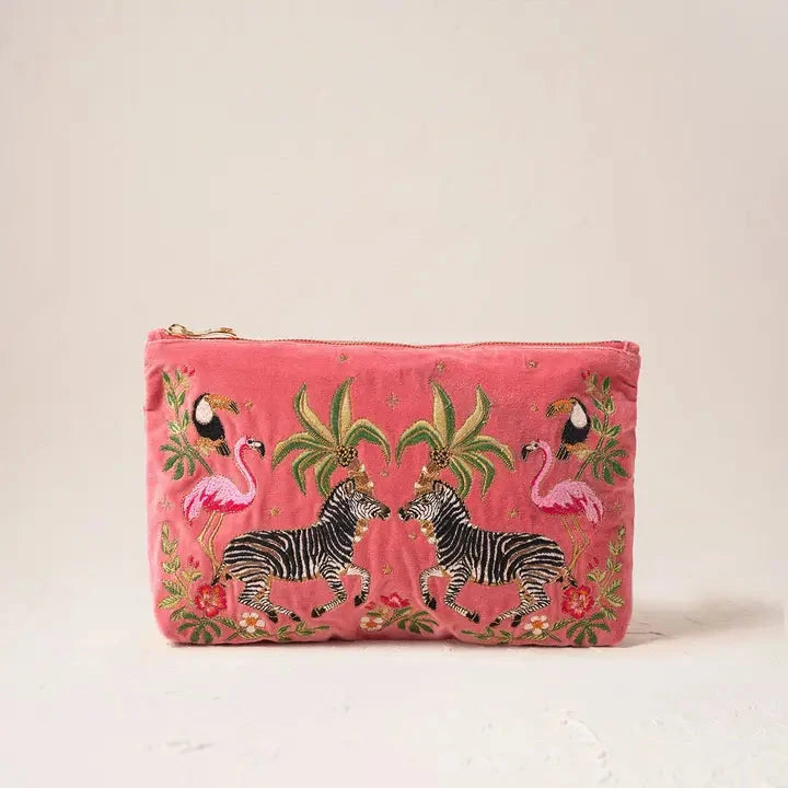 Everyday Pouch | Wild Zebra Palm | Blush Pink Purse Elizabeth Scarlett 