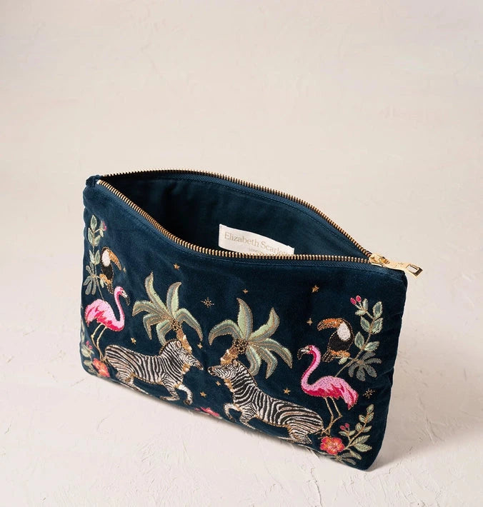 Everyday Pouch | Wild Zebra Palm | Navy Purse Elizabeth Scarlett 