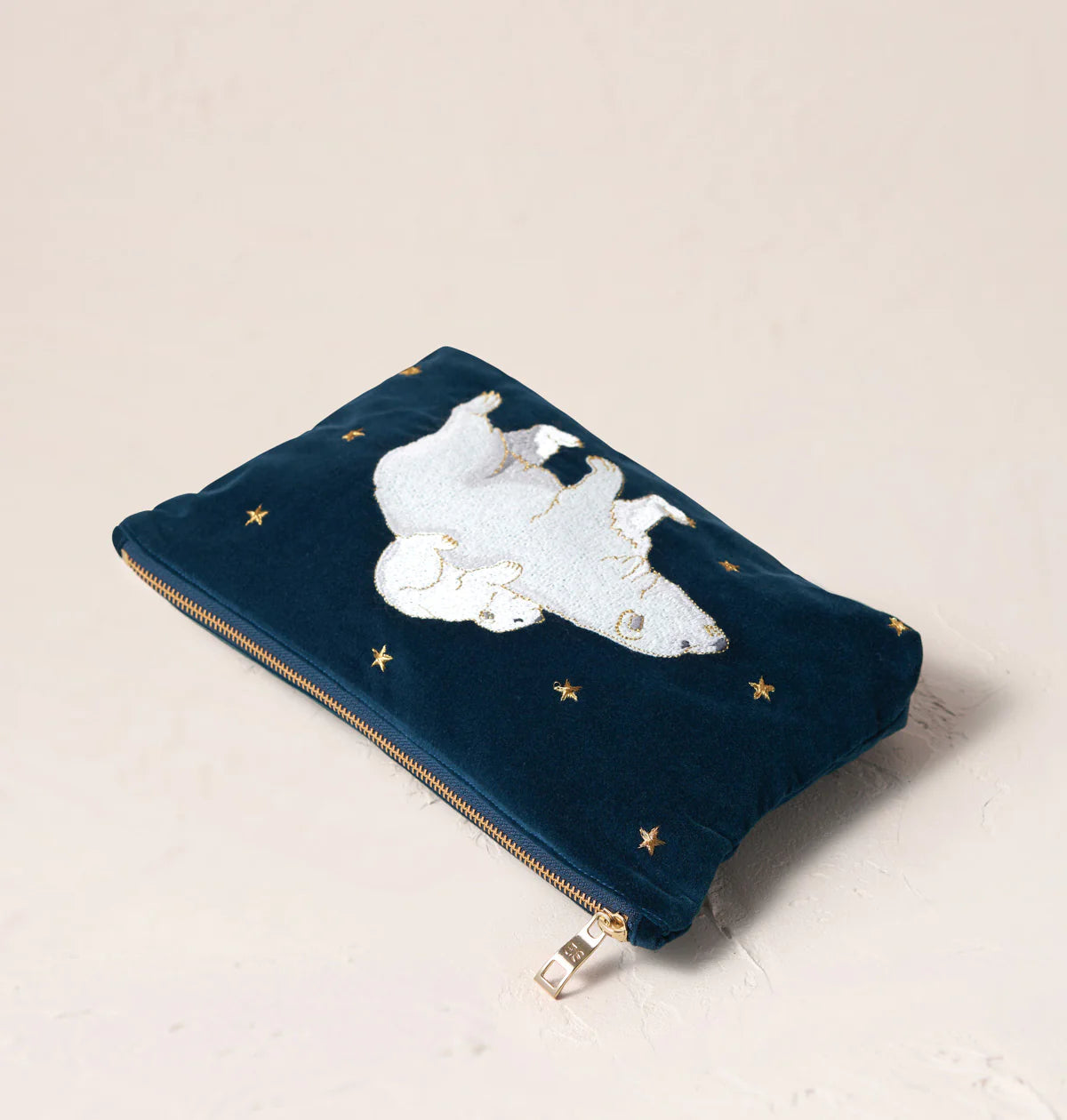 Everyday Velvet Pouch | Polar Bear | Ink Blue Clutch bag Elizabeth Scarlett 