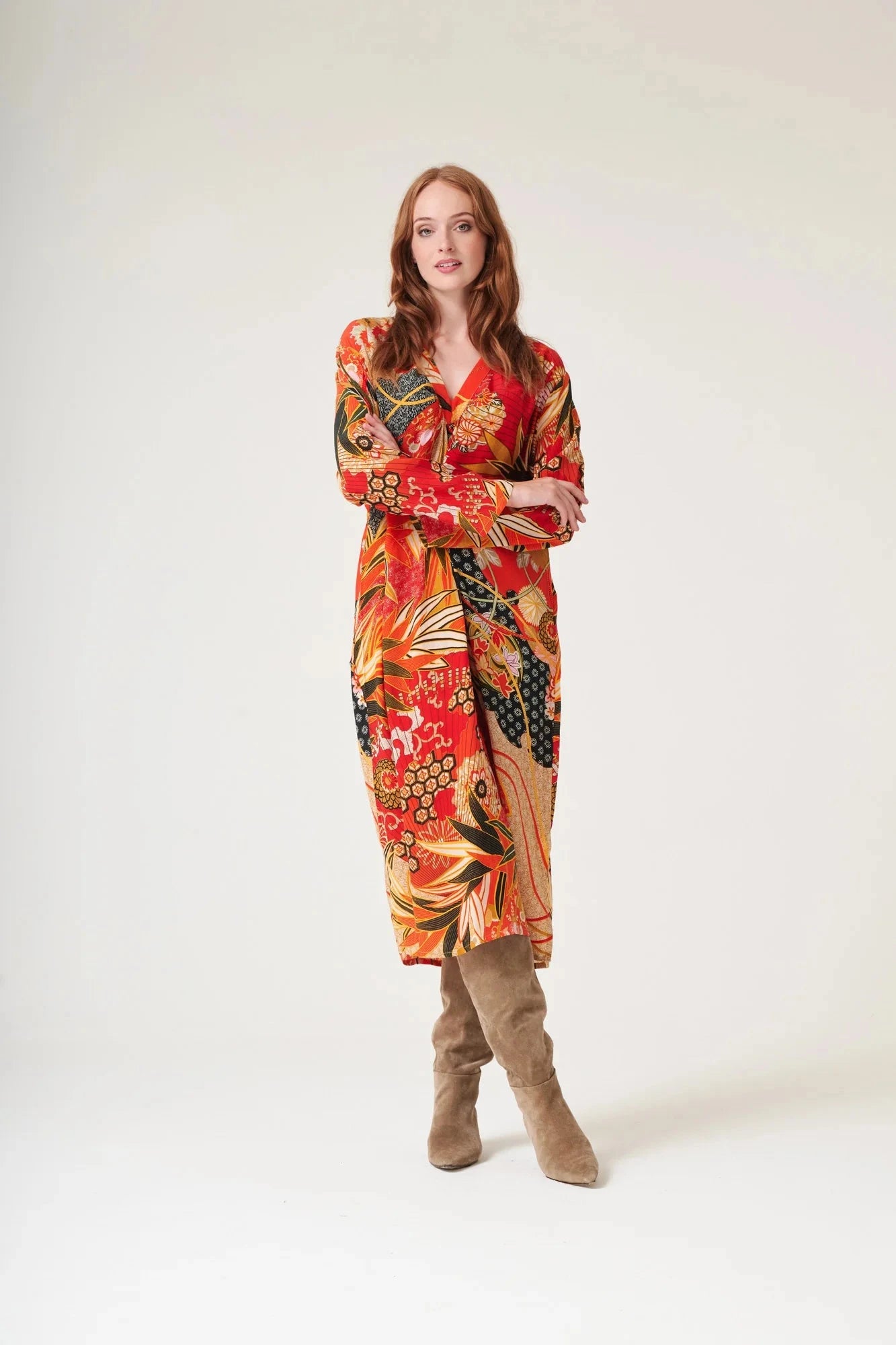 Fans Midi Dress | Scarlet Dress One Hundred Stars 