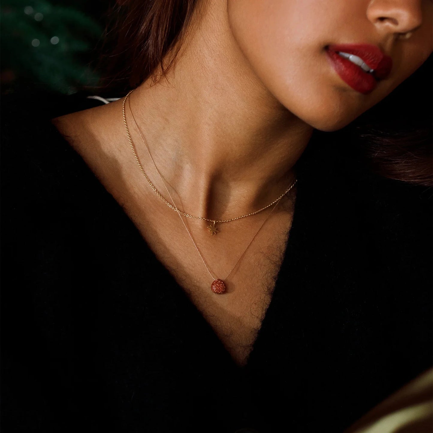 Fine Cord Necklace | Goldstone Necklaces Wanderlust Life 