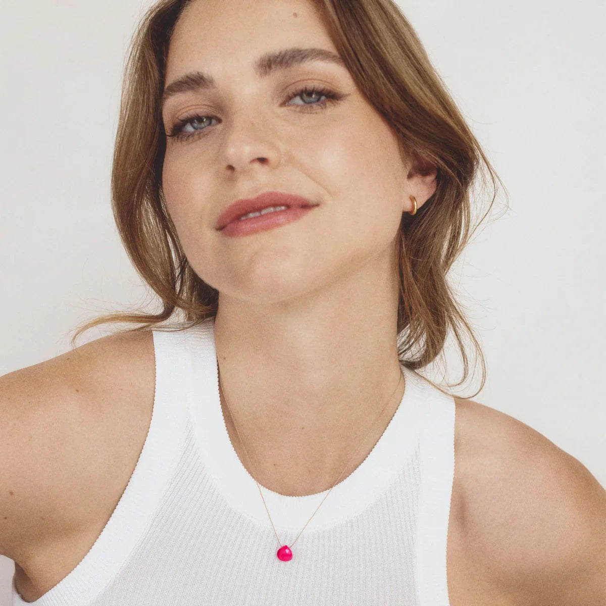 Fine Cord Necklace | Hot Pink Chalcedony Necklaces Wanderlust Life 