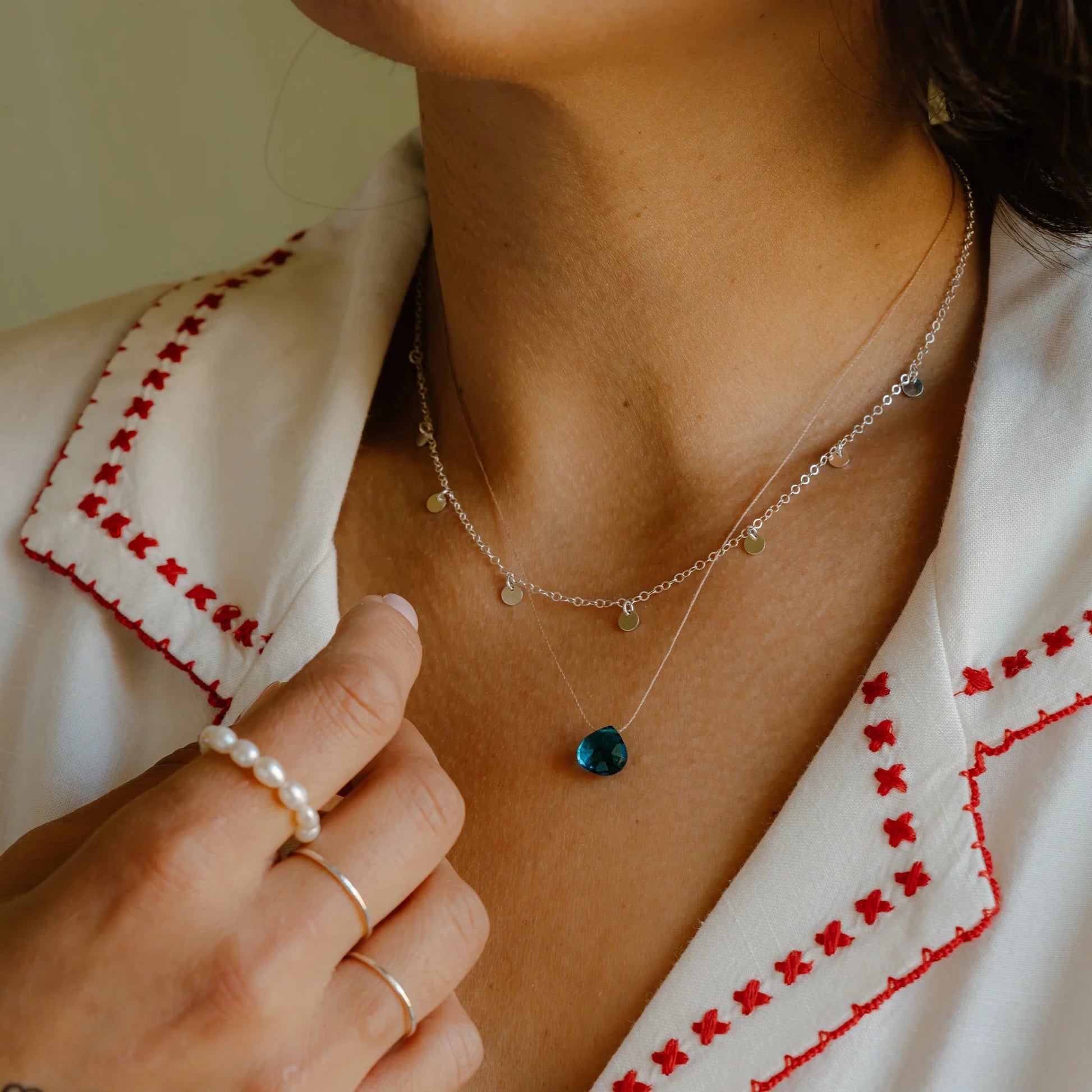 Fine Cord Necklace | Portofino Blue Quartz (NEW) Necklaces Wanderlust Life 