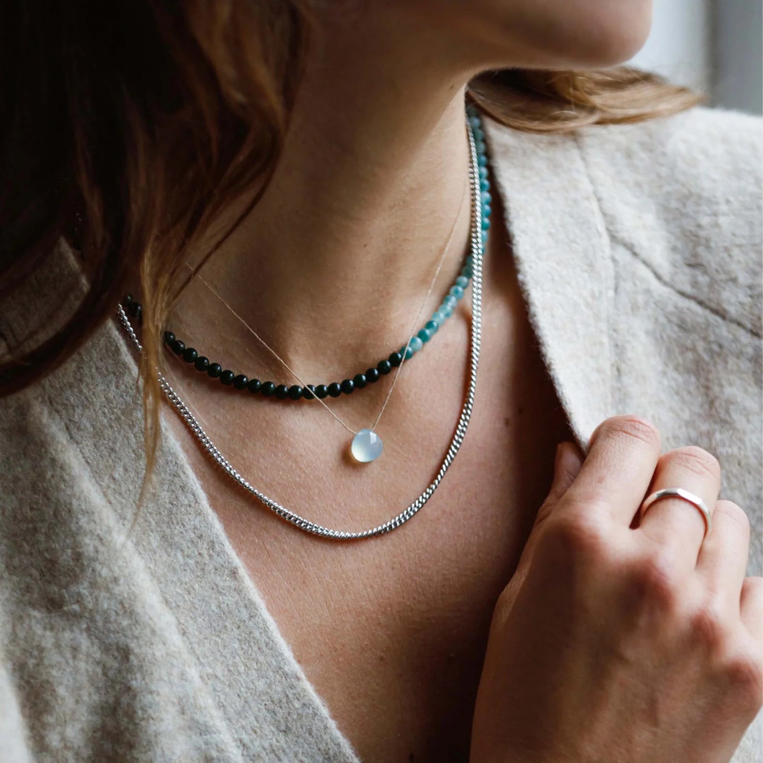 Chalcedony necklace sales