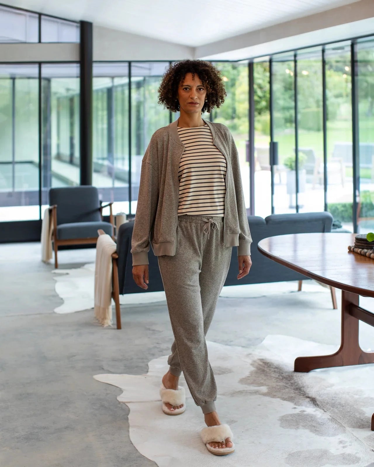 Fleur Stripe T Shirt | Grey/Cream Shirts & Tops Chalk 