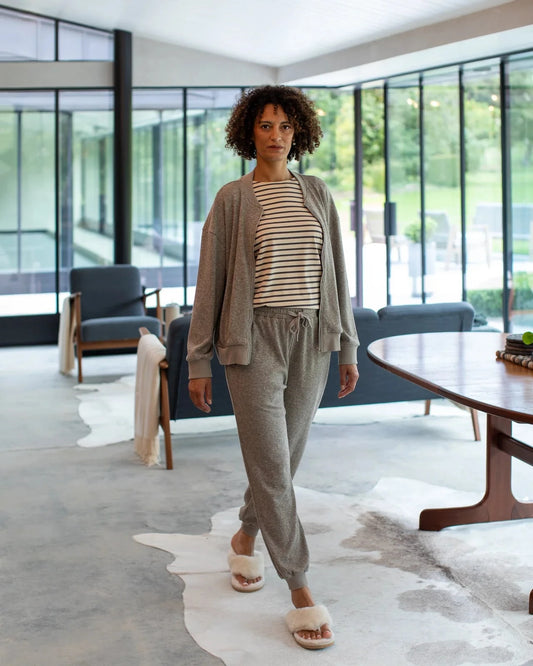 Fleur Stripe T Shirt | Grey/Cream Shirts & Tops Chalk 
