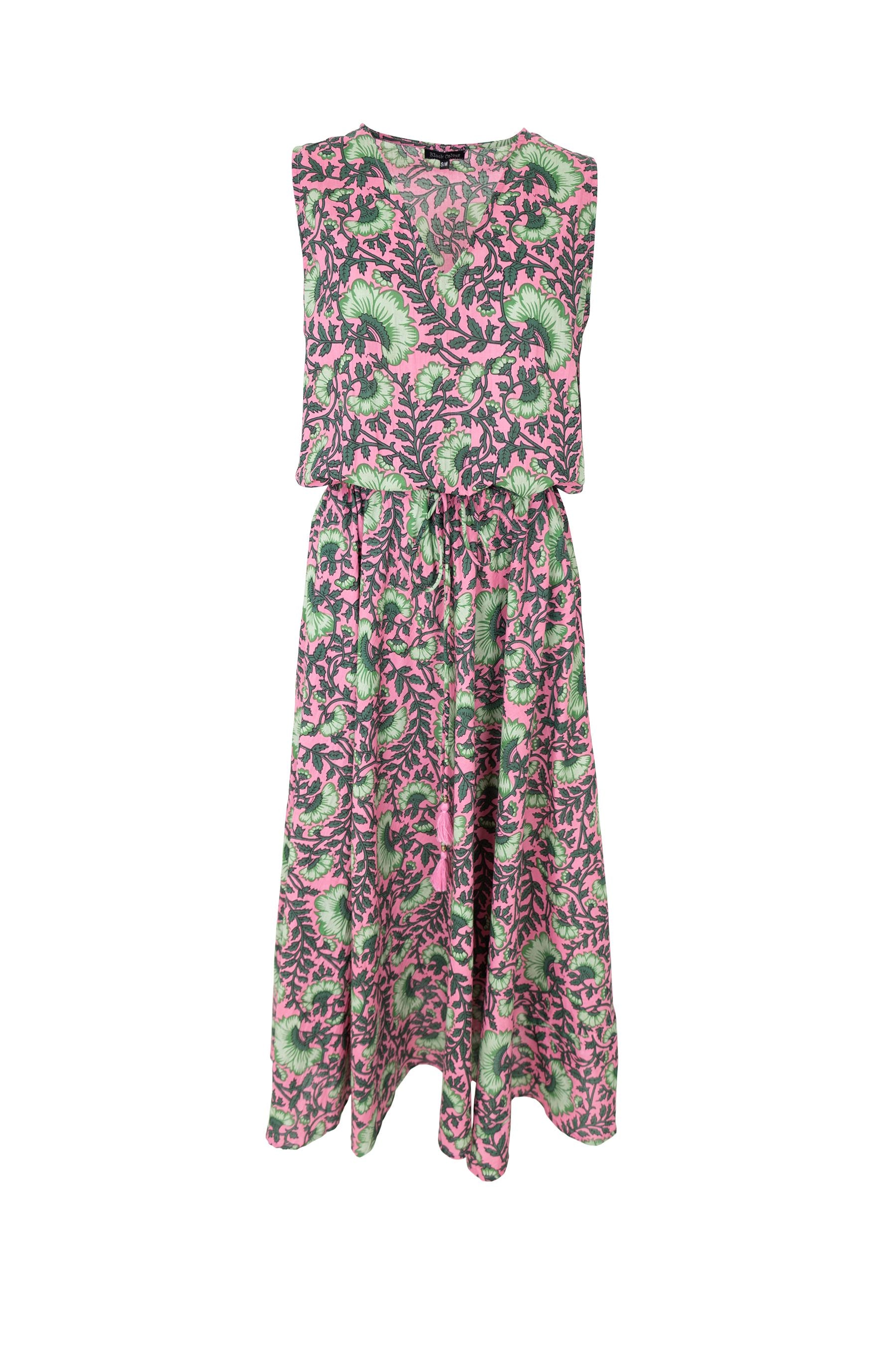 Flora Summer Dress | Pink Dahlia Dresses Black Colour 