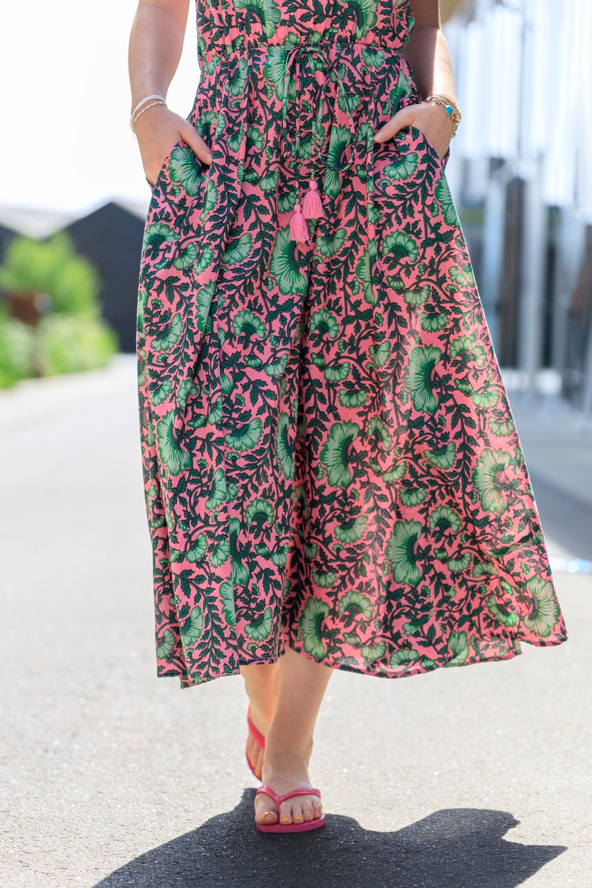 Flora Summer Dress | Pink Dahlia Dresses Black Colour 