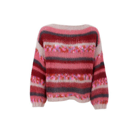 Fontana Multi Stripe Jumper | Berry Jumper Black Colour 