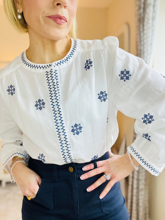 Françoise Shirt | Blue/White Shirt French Edit 